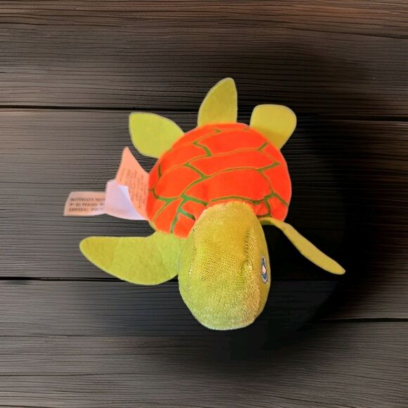 Stuffed Animal Colorful Green Orange Shell Turtle 5.5" × 4.5" Tortoise Plush - Picture 5 of 11